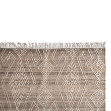 Load image into Gallery viewer, Hand-Woven Jute and Wool Blend Rug with Pattern and Fringe
