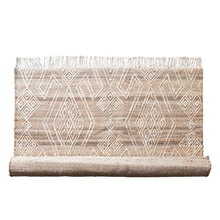 Load image into Gallery viewer, Hand-Woven Jute and Wool Blend Rug with Pattern and Fringe
