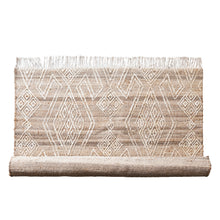Load image into Gallery viewer, Hand-Woven Jute and Wool Blend Rug with Pattern and Fringe
