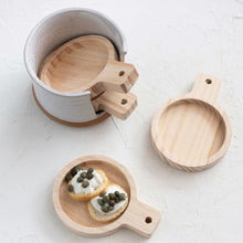 Load image into Gallery viewer, Pine Wood Tapas Plates w/Stoneware Holder, Set of 5
