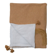 Load image into Gallery viewer, Cotton Blend Tufted Throw w/ Sherpa Back &amp; Tassels
