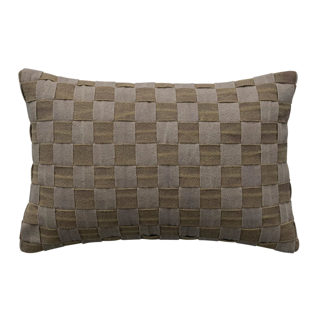 Woven Cotton Basket Lumbar Pillow