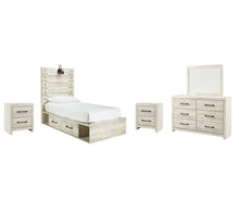 Load image into Gallery viewer, Cambeck  Panel Bed With 4 Storage Drawers With Mirrored Dresser And 2 Nightstands
