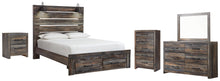 Load image into Gallery viewer, Drystan Queen Panel Bed with 2 Storage Drawers with Mirrored Dresser, Chest and Nightstand
