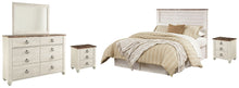 Load image into Gallery viewer, Willowton / Panel Headboard With Mirrored Dresser And 2 Nightstands
