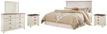 Load image into Gallery viewer, Willowton / Panel Headboard With Mirrored Dresser And 2 Nightstands
