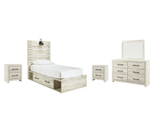 Load image into Gallery viewer, Cambeck  Panel Bed With 2 Storage Drawers With Mirrored Dresser And 2 Nightstands
