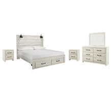 Load image into Gallery viewer, Cambeck  Panel Bed With Mirrored Dresser And 2 Nightstands
