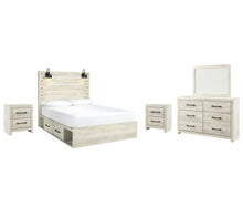 Load image into Gallery viewer, Cambeck  Panel Bed With 4 Storage Drawers With Mirrored Dresser And 2 Nightstands
