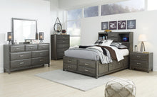 Load image into Gallery viewer, Caitbrook  Storage Bed With 8 Storage Drawers With Mirrored Dresser And 2 Nightstands
