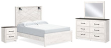 Load image into Gallery viewer, Gerridan Queen Panel Bed with Mirrored Dresser and Nightstand
