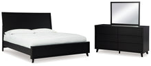Load image into Gallery viewer, Danziar Queen Panel Bed with Mirrored Dresser
