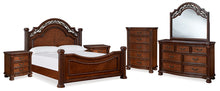 Load image into Gallery viewer, Lavinton King Poster Bed with Mirrored Dresser, Chest and 2 Nightstands
