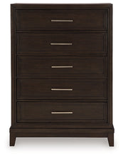 Load image into Gallery viewer, Neymorton Queen Upholstered Panel Bed with Mirrored Dresser and Chest

