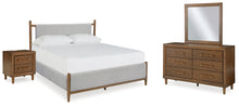 Load image into Gallery viewer, Lyncott California King Upholstered Bed with Mirrored Dresser and Nightstand

