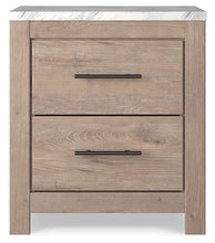 Load image into Gallery viewer, Senniberg Queen Panel Bed with Mirrored Dresser, Chest and Nightstand
