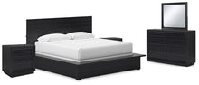 Load image into Gallery viewer, Londer King Panel Bed with Mirrored Dresser and 2 Nightstands
