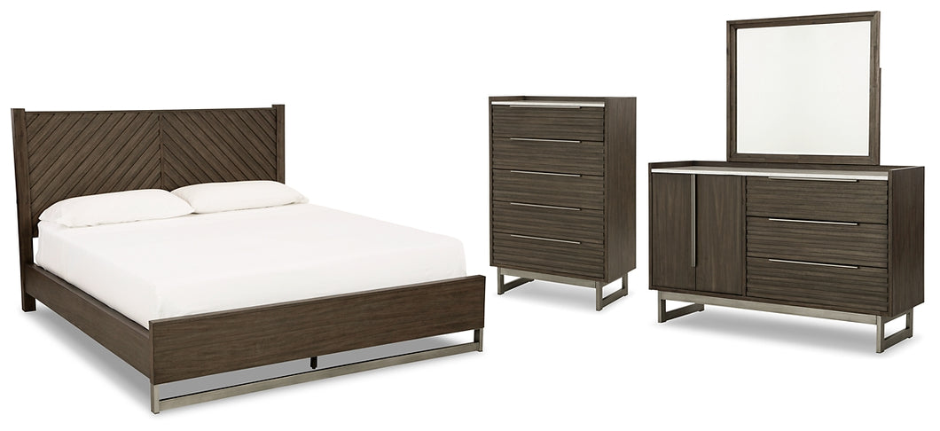 Arkenton Queen Panel Bed with Mirrored Dresser and Chest