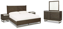 Load image into Gallery viewer, Arkenton King Panel Bed with Mirrored Dresser and 2 Nightstands
