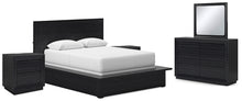 Load image into Gallery viewer, Londer Queen Panel Bed with Mirrored Dresser and 2 Nightstands
