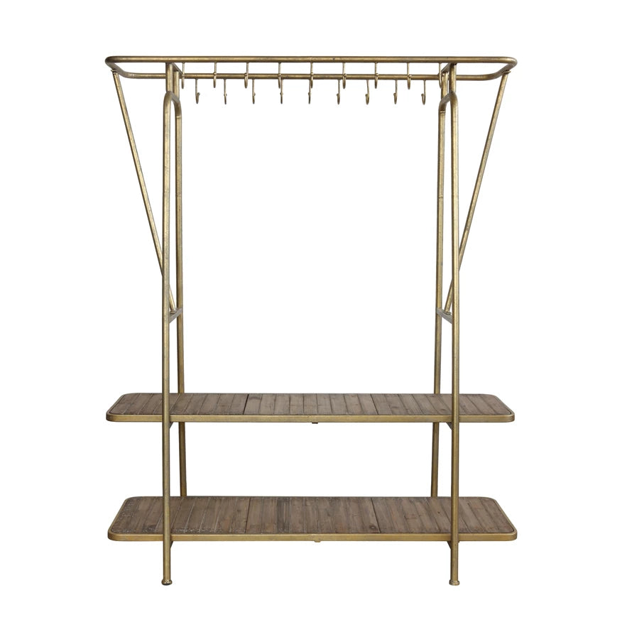 Rack with Hooks and Shelves
