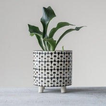 Load image into Gallery viewer, Black &amp; White Stoneware Planter

