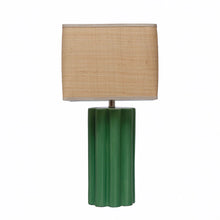 Load image into Gallery viewer, Stoneware Table Lamp with Raffia Shade
