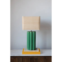 Load image into Gallery viewer, Stoneware Table Lamp with Raffia Shade
