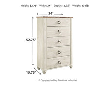 Load image into Gallery viewer, Willowton Five Drawer Chest
