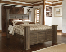 Load image into Gallery viewer, Juararo Queen Poster Bed with Mirrored Dresser and 2 Nightstands
