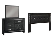 Load image into Gallery viewer, Kaydell King/California King Upholstered Panel Headboard with Mirrored Dresser
