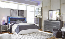Load image into Gallery viewer, Lodanna King/California King Upholstered Panel Headboard with Mirrored Dresser and 2 Nightstands
