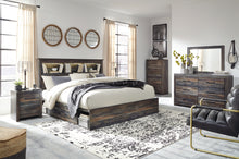 Load image into Gallery viewer, Drystan King Bookcase Bed with 2 Storage Drawers with Mirrored Dresser and Chest
