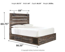 Load image into Gallery viewer, Drystan Queen Panel Bed with 2 Storage Drawers with Mirrored Dresser
