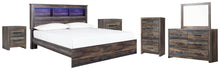 Load image into Gallery viewer, Drystan King Panel Bookcase Bed with Mirrored Dresser, Chest and 2 Nightstands

