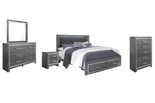 Load image into Gallery viewer, Lodanna King Panel Bed with 2 Storage Drawers with Mirrored Dresser, Chest and Nightstand
