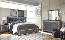 Load image into Gallery viewer, Lodanna King Panel Bed with 2 Storage Drawers with Mirrored Dresser, Chest and Nightstand
