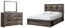 Load image into Gallery viewer, Drystan Queen Bookcase Bed with 4 Storage Drawers with Mirrored Dresser
