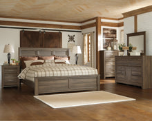 Load image into Gallery viewer, Juararo California King Panel Bed with Mirrored Dresser and 2 Nightstands
