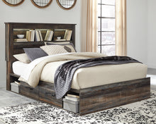 Load image into Gallery viewer, Drystan Queen Bookcase Bed with 2 Storage Drawers with Mirrored Dresser and 2 Nightstands
