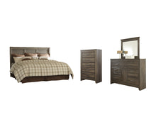 Load image into Gallery viewer, Juararo King/California King Panel Headboard with Mirrored Dresser and Chest
