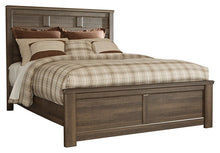 Load image into Gallery viewer, Juararo Queen Panel Bed with Mirrored Dresser and 2 Nightstands
