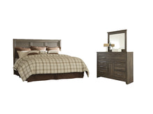 Load image into Gallery viewer, Juararo King/California King Panel Headboard with Mirrored Dresser
