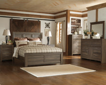Load image into Gallery viewer, Juararo Queen Panel Bed with Mirrored Dresser and 2 Nightstands
