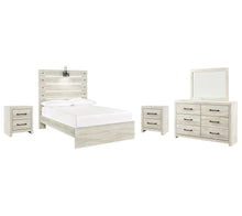 Load image into Gallery viewer, Cambeck Full Panel Bed with Mirrored Dresser and 2 Nightstands
