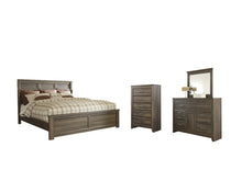 Load image into Gallery viewer, Juararo King Panel Bed with Mirrored Dresser and Chest
