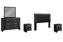 Load image into Gallery viewer, Kaydell Queen/Full Upholstered Panel Headboard with Mirrored Dresser and 2 Nightstands
