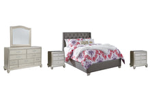 Load image into Gallery viewer, Coralayne Full Upholstered Bed with Mirrored Dresser and 2 Nightstands
