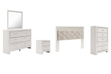 Load image into Gallery viewer, Altyra King Panel Headboard with Mirrored Dresser, Chest and Nightstand
