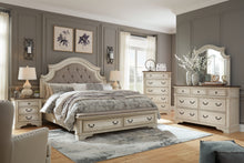 Load image into Gallery viewer, Realyn California King Upholstered Bed with Mirrored Dresser
